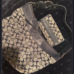 Coach Y2K Navy Blue Shoulder Bag & Matching Wallet